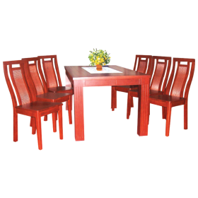 Bộ bàn ăn 6 ghế gỗ đẹp, màu Shitan - Maho