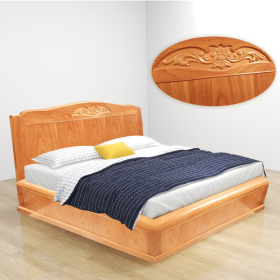 Giường ngủ  hoa Hồng lá tây, gỗ Gõ đỏ, dài 1m8