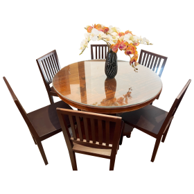 Bộ bàn ăn tròn 6 ghế Nan Tân cổ điển với gam màu nhẹ nhàng, thanh thoát