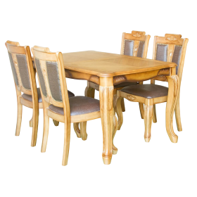 Bộ bàn ăn cổ điển Leio 4 ghế gỗ đẹp, thần thái 