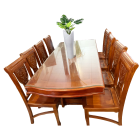 Bộ bàn ăn chữ nhật gỗ Tràm, 8 ghế tôn lên sang trọng cho căn phòng nhà bạn