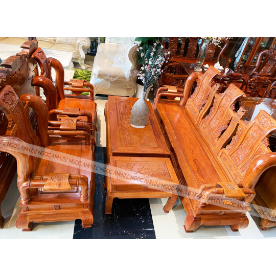 Bộ bàn ghế salon gỗ Hương Tần Thủy Hoàng 6 món, cột 12 liền đỉnh cao