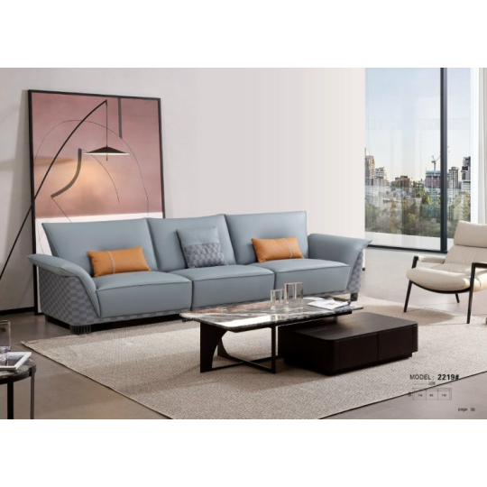 Sofa màu xanh ghi tinh tế, thiết kế với những họa tiết caro nổi bật, cho phòng khách lung linh