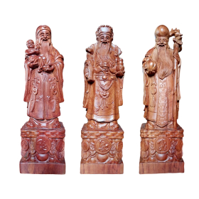 Bộ tượng Tam Đa được điêu khắc tinh xảo,  đem cả Phúc Lộc Thọ về với gia đình
