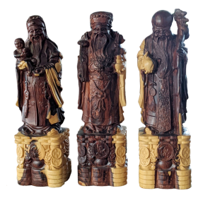 Bộ tượng Tam Tiên Phúc Lộc Thọ bằng gỗ Cẩm Lai, cao 60cm, mang phong thủy tài lộc – cát tường – hanh thông